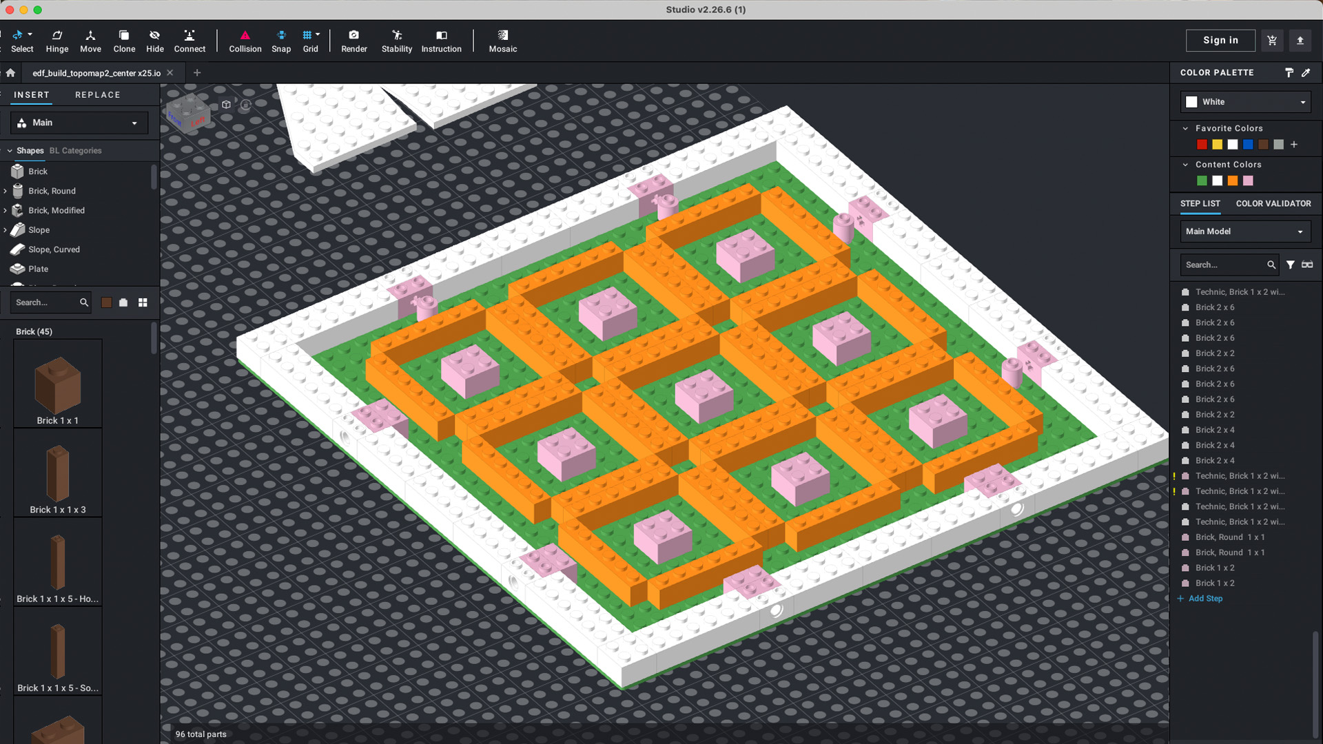 Digital LEGO Studio model used as a reference for the physical EDF landscape