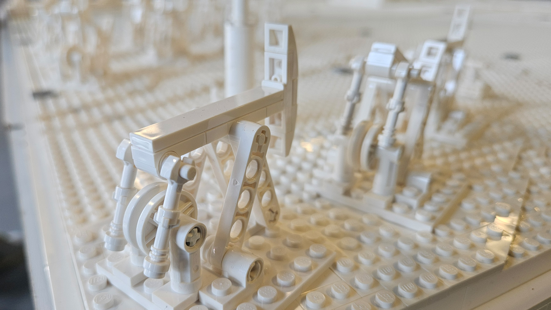 Detailed oil and gas infrastructure built into the LEGO landscape