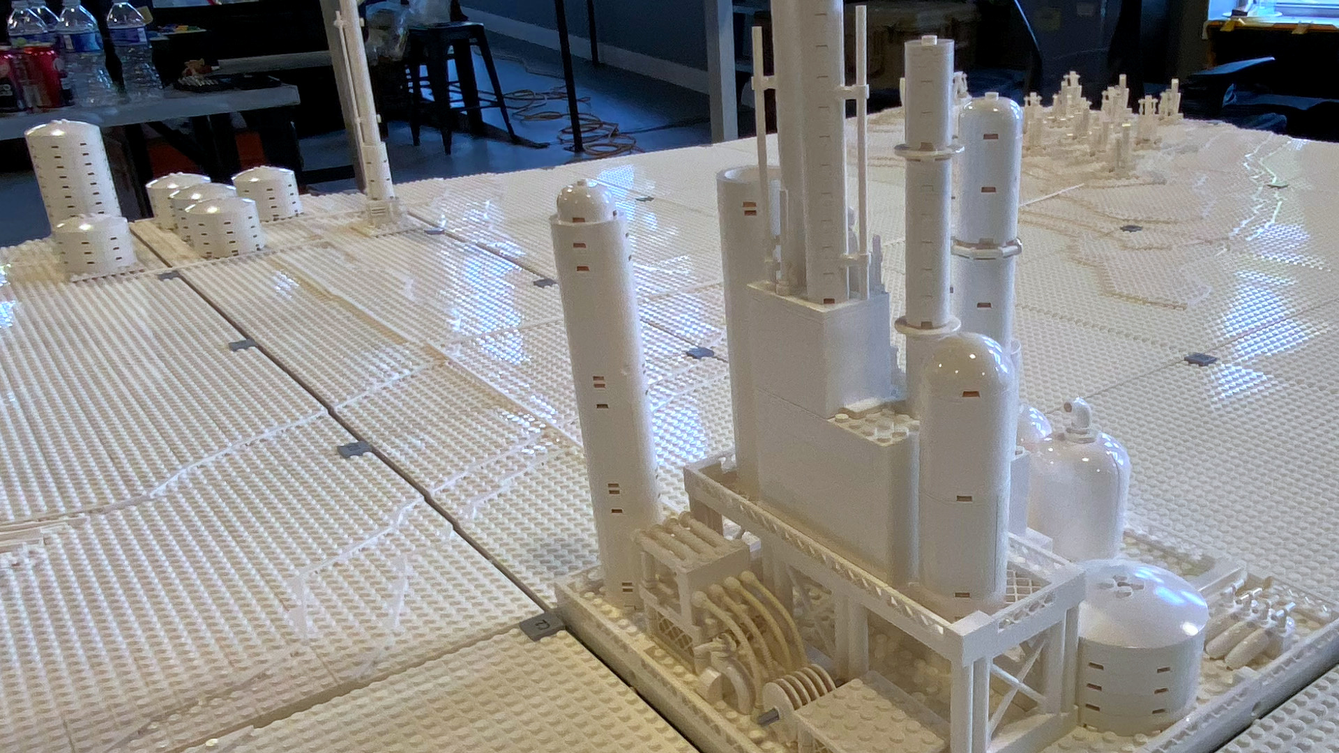 Resolved industrial buildings and infrastructure within the large-scale LEGO model