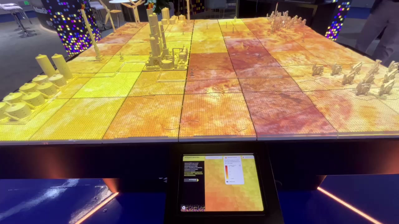 Mapped projection dividing the physical landscape into illuminated regions